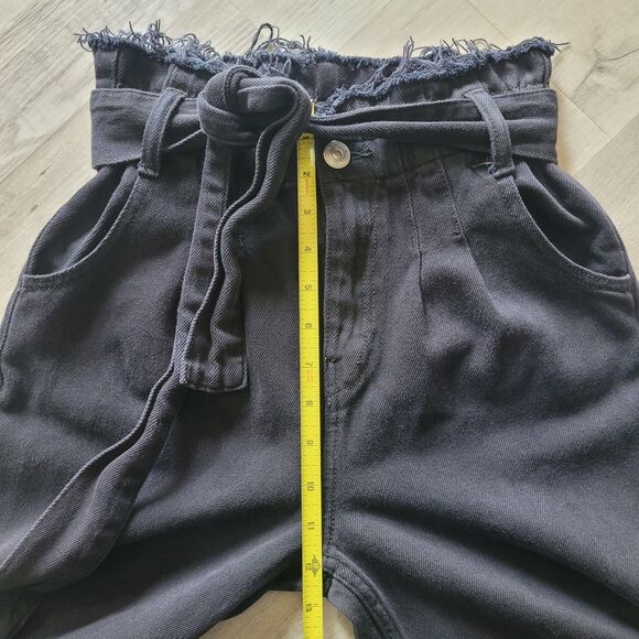 Hudson Jeans Black Paper Bag Pants With Belt Sz 24 Casual Trousers - Picture 4 of 8